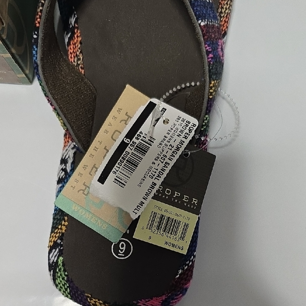 Roper NIB Colorful Patterned Woven Flip Flop Sandals Womens Size 9 - Picture 4 of 4